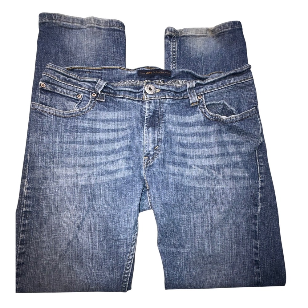 Levis 542 Pencil Jeans Women's 14 L30 Med Wash Low Rise Straight Leg Blue Denim